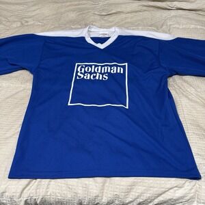 Rare Goldman Sachs Blue & White Hockey Jersey Investment Banking Men's Size XL